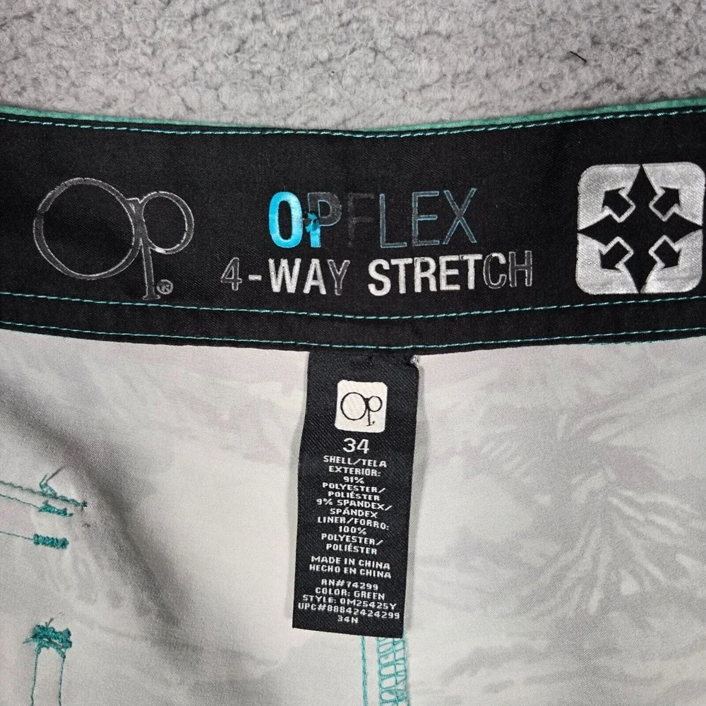 Ocean Pacific OP Shorts Mens 34 Green Floral 8